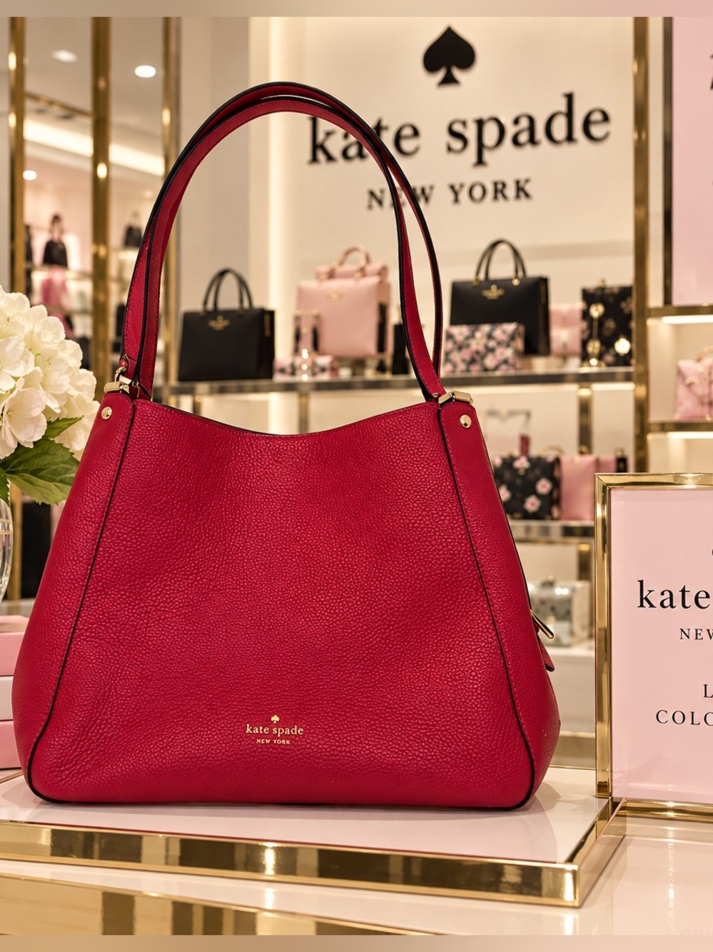 kate spade Fuchsia Pebbled Leather Shoulder Tote